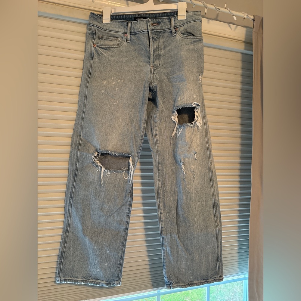 Express Men's Light Blue Distressed Jeans